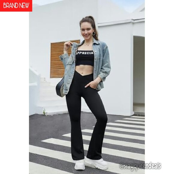 High Waisted Flare Leggings with Pockets, 2-Pack, Bootcut Yoga Pants - Picture 3 of 8